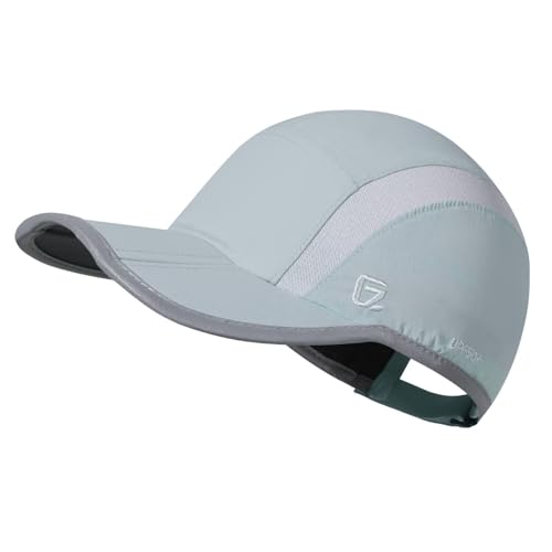 GADIEMKENSD UPF50+ Quick Dry Sports Hat Lightweight Breathable Reflective Outdoor Running Cap (Folding Series, Grey Blue) von GADIEMKENSD