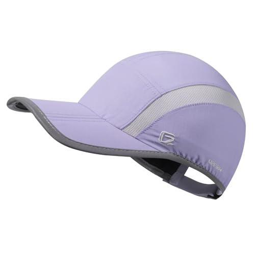 GADIEMKENSD UPF50+ Quick Dry Sports Hat Lightweight Breathable Reflective Outdoor Running Cap (Folding Series, Light Purple) von GADIEMKENSD