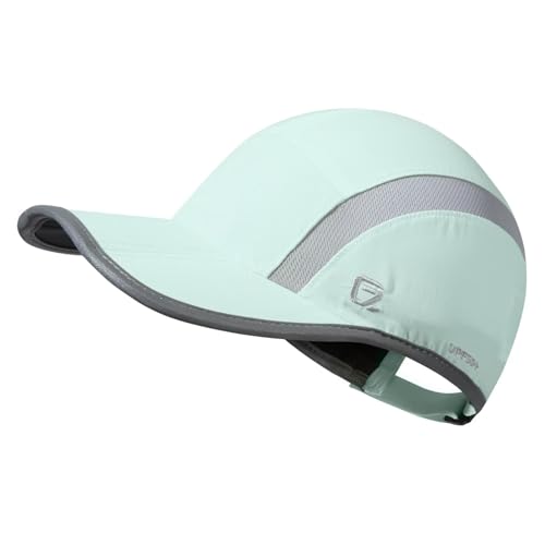 GADIEMKENSD UPF50+ Quick Dry Sports Hat Lightweight Breathable Reflective Outdoor Running Cap (Folding Series, Mint Green) von GADIEMKENSD