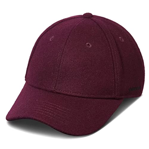 GADIEMKENSD Winter Baseball Caps Wool Dad Hat Warm Trucker Hats Work Cap Workout Thick for Mens Womens Clothing Sport Novelty The Dem En Apparel Fabric Men Woolen Wine Red von GADIEMKENSD