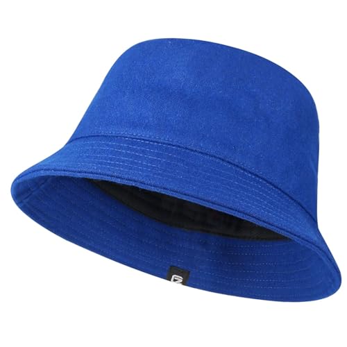 GADIEMKENSD Winter Bucket Hat Premium Wool Packable Plain Colors Warm Soft Felt Wool Bucket Hats for Women Men Unisex Casual Outdoor Hiking Fisherman Cap Blue L von GADIEMKENSD