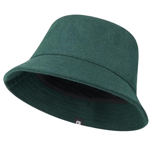 GADIEMKENSD Winter Bucket Hat Premium Wool Packable Plain Colors Warm Soft Felt Wool Bucket Hats for Women Men Unisex Casual Outdoor Hiking Fisherman Cap Dark Green L von GADIEMKENSD