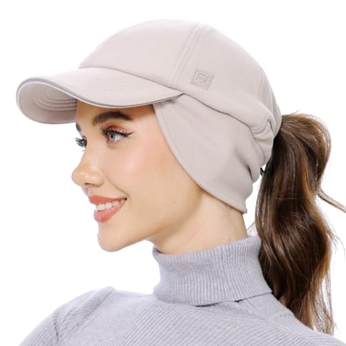 GADIEMKENSD Women's Fleece Ponytail Hat Reflective Winter Hat with Ear Flaps Cold Hat with Adjustable Headband and Drop Down Ear Warmers Ball Cap Beanie for Snowy Golf Skiing Hiking Running Khaki GADIEMKENSD Women's Fleece Ponytail Hat Reflective Winter Hat with Ear Flaps Cold Hat with Adjustable Headband and Drop Down Ear Warmers Ball Cap Beanie for Snowy Golf Skiing Hiking Running Khaki von GADIEMKENSD