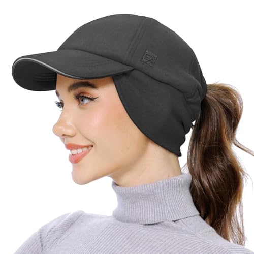 GADIEMKENSD Women's Fleece Ponytail Hat Reflective Winter Hat with Earflap Cold Hat with Adjustable Headband and Flip Down Ear Warmer Skull Cap Beanie for Outdoor Snow Ski Hiking Running Dark Grey GADIEMKENSD Women's Fleece Ponytail Hat Reflective Winter Hat with Earflap Cold Hat with Adjustable Headband and Flip Down Ear Warmer Skull Cap Beanie for Outdoor Snow Ski Hiking Running Dark Grey von GADIEMKENSD