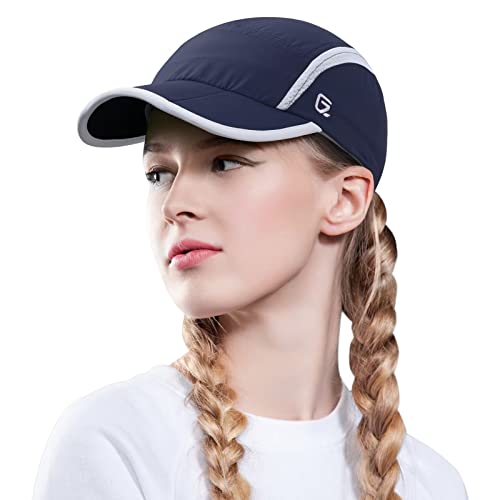 GADIEMKENSD Women's Foldable Light Cap Quick Dry Ultra-Thin Unstructured Tech Running Hat Reflective UPF 50+ Baseball Caps Cooling Ponytail Hats Fitted for Beach Tennis Travel Hiking Golf Navy Blue von GADIEMKENSD