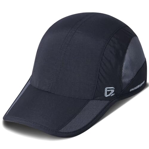 UPF50+ Herren Outdoor Laufmütze Leichte Atmungsaktive Unstrukturierte Weiche Baseballkappe Trucker Vatermützen Herren Schnelltrocknende Sportkappen Verstellbare Schlichte Kappe Schwarz 2 Stücke von GADIEMKENSD
