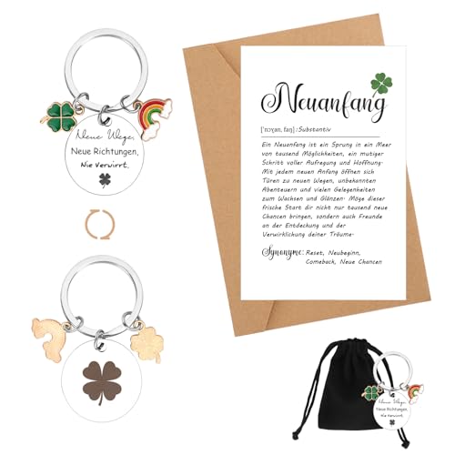 4 Stück Abschiedsgeschenk Kollegen Jobwechsel, Abschied Kollegin Geschenk, Kleine Abschiedsgeschenke für Kollegen Schlüsselanhänger Neuanfang und Abschiedskarte Kollegen Beste Kollegen Geschenk von GADITIEK