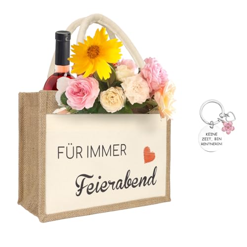 GADITIEK Rente Geschenke Frau, Renteneintritt Geschenk Frau, Geschenke für Renteneintritt, Jute Bag Ruhestandsgeschenk für Frauen 'FÜR IMMER Feierabend', Schlüsselanhänger Rentnerin Geschenk GADITIEK Rente Geschenke Frau, Renteneintritt Geschenk Frau, Geschenke für Renteneintritt, Jute Bag Ruhestandsgeschenk für Frauen 'FÜR IMMER Feierabend', Schlüsselanhänger Rentnerin Geschenk von GADITIEK
