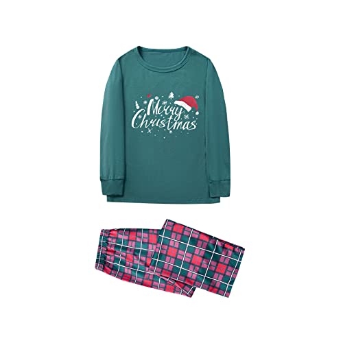 Pyjama Passendes Familien-Weihnachtspyjama-Set mit festen Ärmeln, niedlichem Musterdruck, Festival für Erwachsene und Kinder, Eltern-Kind-Outfit Jumpsuit Mädchen Teenager (Green, 14T) von GADXE