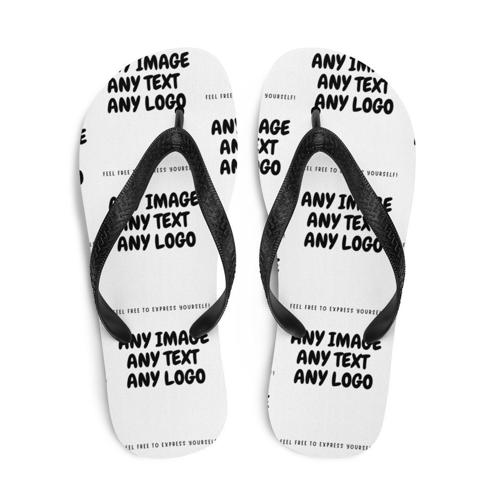 Personalisierte Flip Flops | Fügen Sie Ihren Eigenen Text, Bild Personalisiertes Logo Passgenau Designen Ihre Flip-Flops von GADesignzShop