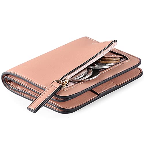 GAEKEAO Damen Geldbeutel klein mit RFID-Schutz, Mini Kurzer Geldbeutel Frauen Leder mit Zipper Brieftasche, Weich Bequem Süß Münzfach Portemonnaie von GAEKEAO