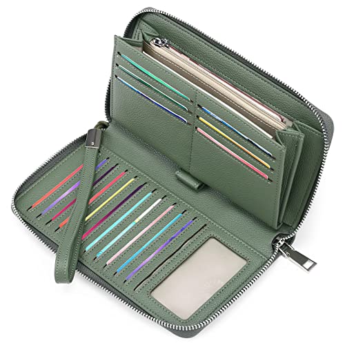 GAEKEAO Damen Geldbörse, große Kapazität Leder Damen Geldbörse Reißverschluss Kupplung mit RFID-Blockierung und Mehreren von GAEKEAO