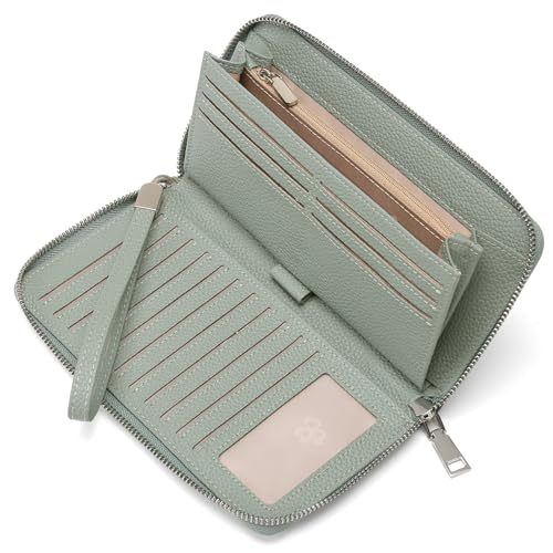 GAEKEAO Damen Geldbörse, große Kapazität Leder Damen Geldbörse Reißverschluss Kupplung mit RFID-Blockierung und Mehreren von GAEKEAO