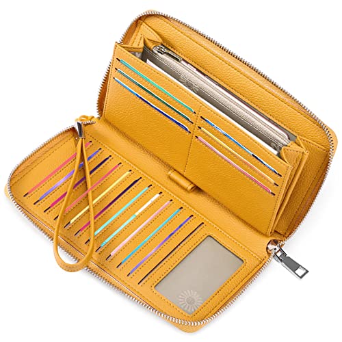 GAEKEAO Damen Geldbörse, große Kapazität Leder Damen Geldbörse Reißverschluss Kupplung mit RFID-Blockierung und Mehreren von GAEKEAO