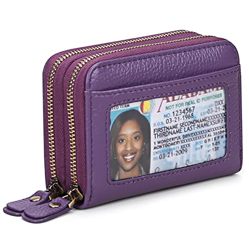 GAEKEAO Damen Geldbörse klein aus Echtes Leder, Geldbeutel für Frauen mit RFID-Schutz, Mini Damen Portemonnaie Münzfach Zipper Brieftasche Kartenhalter mit vielen Kartenfäche von GAEKEAO