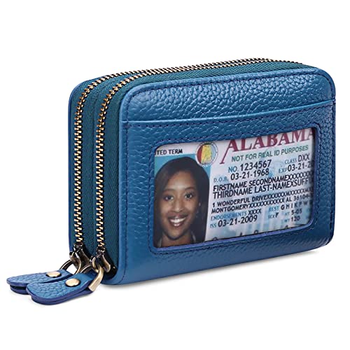 GAEKEAO Damen Geldbörse klein aus Echtes Leder, Geldbeutel für Frauen mit RFID-Schutz, Mini Damen Portemonnaie Münzfach Zipper Brieftasche Kartenhalter mit vielen Kartenfäche von GAEKEAO