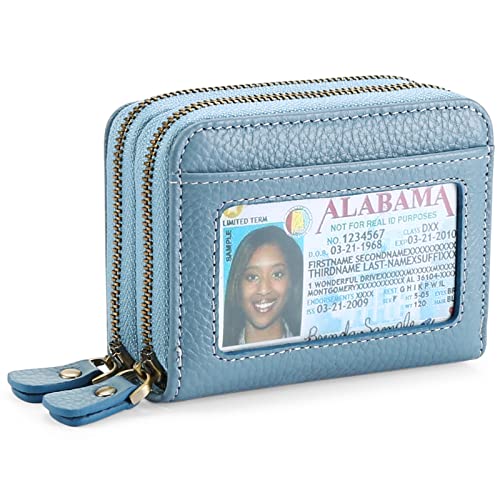 GAEKEAO Damen Geldbörse klein aus Echtes Leder, Geldbeutel für Frauen mit RFID-Schutz, Mini Damen Portemonnaie Münzfach Zipper Brieftasche Kartenhalter mit vielen Kartenfäche von GAEKEAO