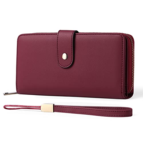 GAEKEAO Geldbörse Damen Gross - Portemonnaie Damen Gross Mittelgroß Geldbeutel Damen Portmonee Damen Leder Große Kapazität - mit RFID Schutz - mit 14 Kartenfächer und Kleingeldfach Damen Geldbörsen von GAEKEAO