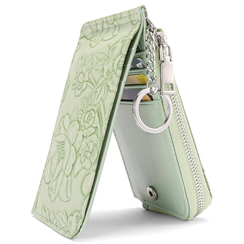 GAEKEAO Geldbörse Damen, Portmonee Geldbeutel Portemonnaie klein Kreditkartenhalter mit Schlüsselanhänger, Münzfach mit Reißverschluss Slim Wallet & RFID-Schutz Kartenetui Damen von GAEKEAO