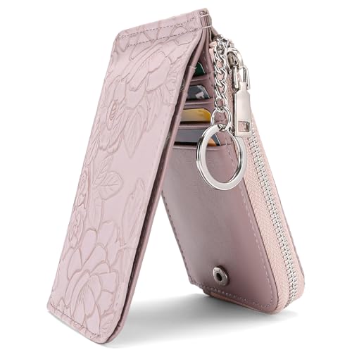 GAEKEAO Geldbörse Damen, Portmonee Geldbeutel Portemonnaie klein Kreditkartenhalter mit Schlüsselanhänger, Münzfach mit Reißverschluss Slim Wallet & RFID-Schutz Kartenetui Damen von GAEKEAO