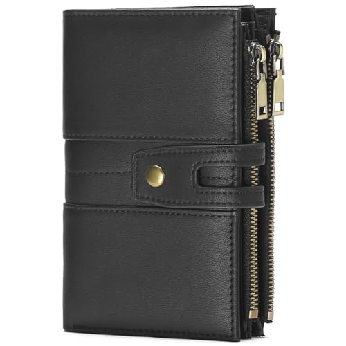 GAEKEAO Geldbörse Damen Kleine, Geldbeutel Damen RFID Schutz Portemonnaie Große Kapazität Doppel Reißverschluss Portmonee Kreditkartenetui Wallet von GAEKEAO