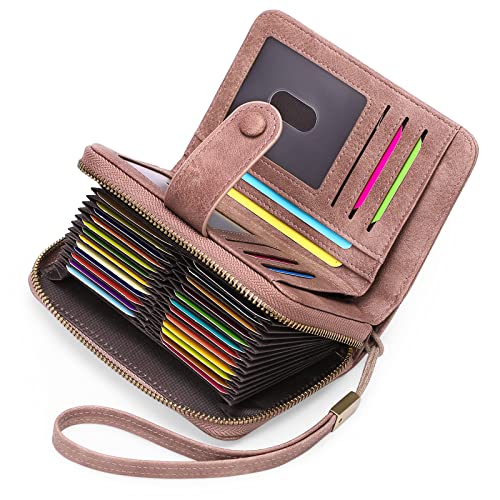 GAEKEAO Geldbörse Damen Portemonnaie Damen Gross Kartenetui Damen mit 32 Kartenfächer RFID Schutz Visitenkartenetui Mit Reißverschluss Geschenke für Frauen Wallet Geldbeutel Damen von GAEKEAO