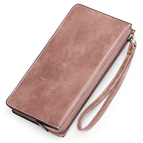 GAEKEAO Clutch Geldbörse Damen PU Leder, Portemonnaie Damen Gross, Geldbeutel Damen Groß, Frauen Portmonee mit Reißverschluss Lang, RFID Schutz Brieftasche, Slim Wallet von GAEKEAO