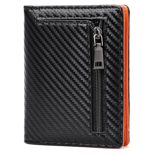 GAEKEAO Geldbörse Herren Slim Wallet mit Münzfach Portmonee Herren Klein RFID Schutz Portemonnaie Geldbeutel Herren, 6 Kreditkarteninhaber, 1 ID-Fenster, 1 Banknotenfächer und 1 Reißverschlusstasche von GAEKEAO