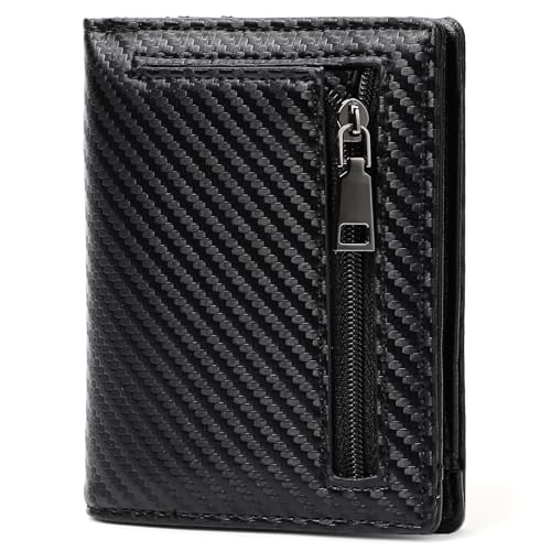 GAEKEAO Geldbörse Herren Slim Wallet mit Münzfach Portmonee Herren Klein RFID Schutz Portemonnaie Geldbeutel Herren, 6 Kreditkarteninhaber, 1 ID-Fenster, 1 Banknotenfächer und 1 Reißverschlusstasche von GAEKEAO