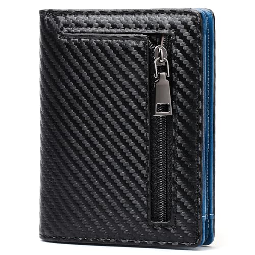 GAEKEAO Geldbörse Herren Slim Wallet mit Münzfach Portmonee Herren Klein RFID Schutz Portemonnaie Geldbeutel Herren, 6 Kreditkarteninhaber, 1 ID-Fenster, 1 Banknotenfächer und 1 Reißverschlusstasche von GAEKEAO