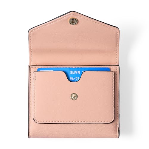 GAEKEAO Kleine Geldbörse für Damen, Leder, RFID-blockierend, Kreditkartenhalter, Organizer, Mini-Geldbörse mit doppeltem Reißverschluss, Pink, Modern von GAEKEAO