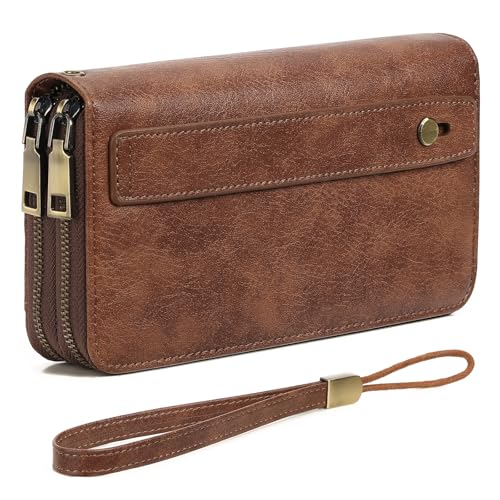 GAEKEAO Portemonnaie Damen Geldbörse Damen Gross, Geldbeutel Doppel Reißverschluss mit RFID-Blockierung, Portmonee mit Viel Kartenfächer von GAEKEAO