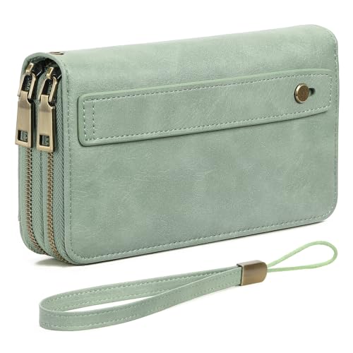 GAEKEAO Portemonnaie Damen Geldbörse Damen Gross, Geldbeutel Doppel Reißverschluss mit RFID-Blockierung, Portmonee mit Viel Kartenfächer von GAEKEAO