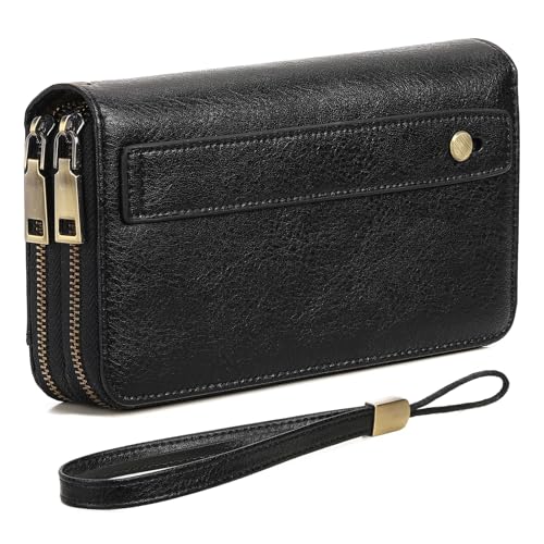 GAEKEAO Portemonnaie Damen Geldbörse Damen Gross, Geldbeutel Doppel Reißverschluss mit RFID-Blockierung, Portmonee mit Viel Kartenfächer von GAEKEAO
