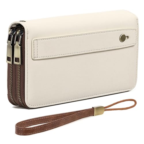 GAEKEAO Portemonnaie Damen Geldbörse Damen Gross, Geldbeutel Doppel Reißverschluss mit RFID-Blockierung, Portmonee mit Viel Kartenfächer von GAEKEAO