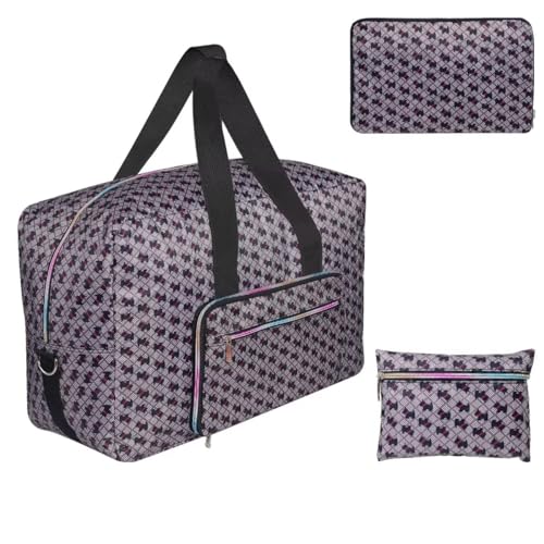 Duffle Bag Airline Reisetasche Frauen Mädchen Niedliche Muster Weekender Übernachtung Carry On Bag Kinder Gepäck Einkaufen Strandtasche Schultergurt, Schwarz-Hund, L von GAENMESN