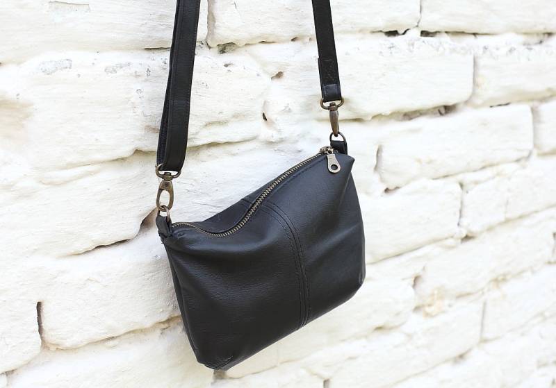 Hobo Ledertasche/Tasche Aus Weichem Schwarzem Leder Hobo-Handtasche Kleine Umhängetasche von GAESDESIGN