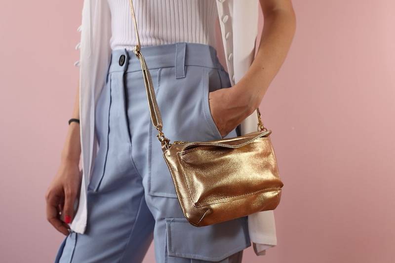 Kleine Goldene Ledertasche/Abendgold Tasche Hochzeit Gold Bag Kleine Golld Wristlet Hobo von GAESDESIGN