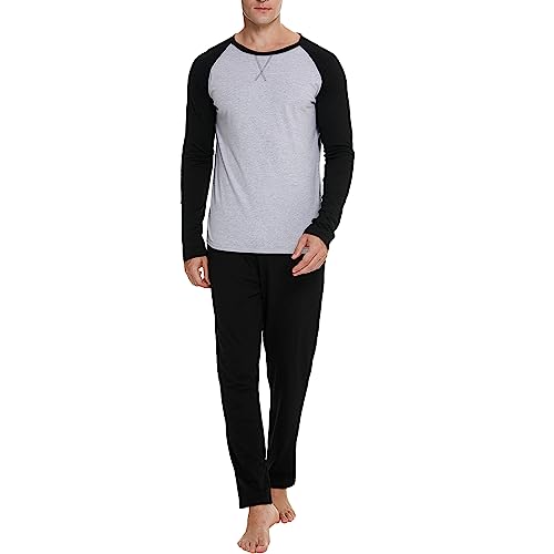 GAESHOW Schlafanzug Herren Lang Pyjama Baumwolle Zweiteiliger, Herren Pyjama Set, O-Ausschnitt Nachtwäsche, Langarm und Hose Zweiteiliger Loungewear für Herbst und Winter, S-XXL GAESHOW Schlafanzug Herren Lang Pyjama Baumwolle Zweiteiliger, Herren Pyjama Set, O-Ausschnitt Nachtwäsche, Langarm und Hose Zweiteiliger Loungewear für Herbst und Winter, S-XXL von GAESHOW