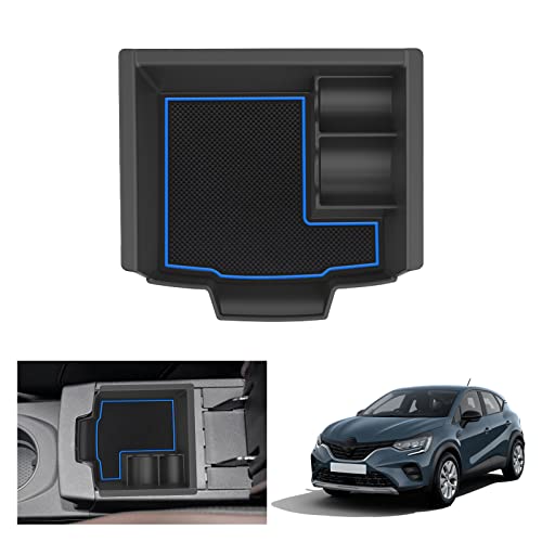 GAFAT Renaul-t Captur 2 | E-Tech | Hybrid 2020-2024 2025 Mittelkonsole Aufbewahrungsbox, Captur 2023 Armlehne Organizer Tray Handschuhfach, Kompatibel mit Renault Captur 2 Zubehör (Blau) von GAFAT