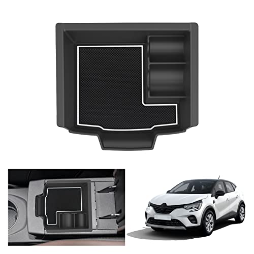 GAFAT Renaul-t Captur 2 | E-Tech | Hybrid 2020-2024 2025 Mittelkonsole Aufbewahrungsbox, Captur 2023 Armlehne Organizer Tray Handschuhfach, Kompatibel mit Renault Captur 2 Zubehör (Weiß) von GAFAT