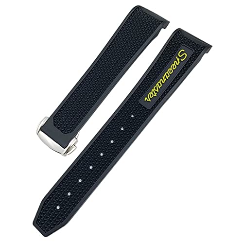 GAFNED 18mm 19mm 21mm 22mm Gummi Silikon Armband 20mm Für Omega Moonwatch Speedmaster Seamaster 300 Planet Ocean AT150 Weiches Uhrenarmband(Black Yellow 1,22mm) von GAFNED