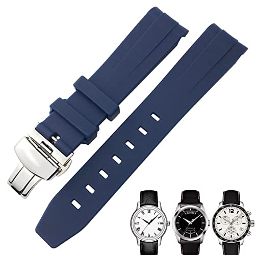 GAFNED 19 mm 20 mm gebogenes Gummi-Uhrenarmband für Tissot 1853 Lelocle PRC200 Rolex Submariner Hamilton Omega wasserdichtes Uhrenarmband(Blue,20mm) von GAFNED