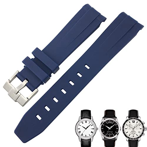 GAFNED 19 mm 20 mm gebogenes Gummi-Uhrenarmband für Tissot 1853 Lelocle PRC200 Rolex Submariner Hamilton Omega wasserdichtes Uhrenarmband(Blue 1,20mm) von GAFNED