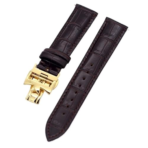 GAFNED 19mm 20mm 22mm doppelseitige Rindsleder-Uhrenarmbänder für Vacheron VC Uhrenarmband Constantin für Männer und Frauen Rindslederarmbänder(Dark brown Golden,22mm) von GAFNED