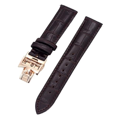 GAFNED 19mm 20mm 22mm doppelseitige Rindsleder-Uhrenarmbänder für Vacheron VC Uhrenarmband Constantin für Männer und Frauen Rindslederarmbänder(Dark brown Rosegold,20mm) von GAFNED