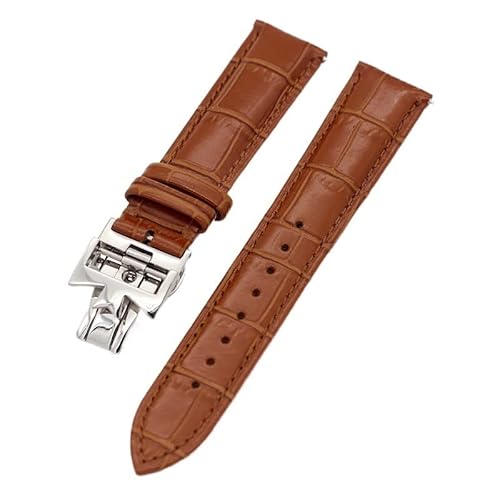 GAFNED 19mm 20mm 22mm doppelseitige Rindsleder-Uhrenarmbänder für Vacheron VC Uhrenarmband Constantin für Männer und Frauen Rindslederarmbänder(Light brown Silver,22mm) von GAFNED