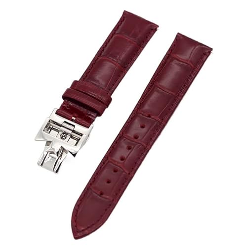 GAFNED 19mm 20mm 22mm doppelseitige Rindsleder-Uhrenarmbänder für Vacheron VC Uhrenarmband Constantin für Männer und Frauen Rindslederarmbänder(Red Silver clasp,20mm) von GAFNED