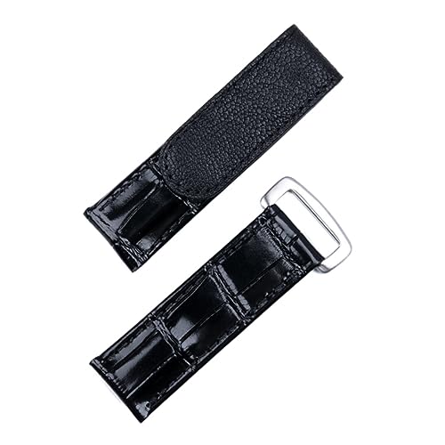 GAFNED 20 mm italienisches Rindsleder-Uhrenarmband für Rolex-Armband für Daytona Submariner GMT Datejust Yacht-Master Gürtel mit Faltschließe(Blk Silv Buckle) von GAFNED