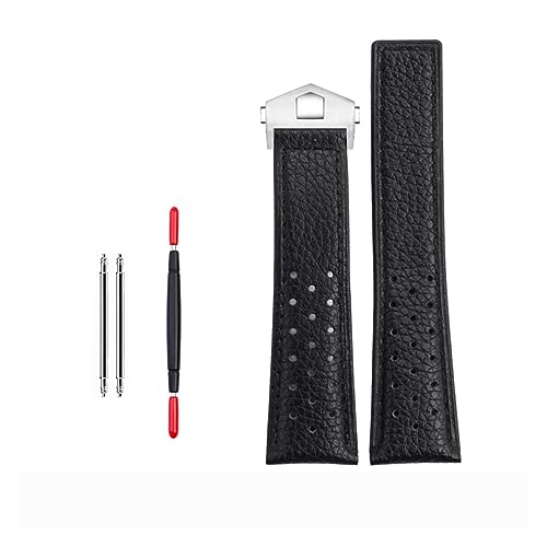 GAFNED 22 mm echtes Kalbsleder-Armband für TAG für HEUER-Armband MONACO CARRERA Hochwertiges Lederarmband(Black line silver) von GAFNED
